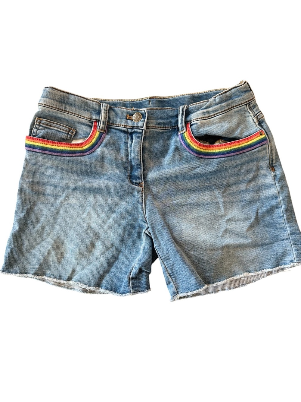 Crewcuts Girl’s Denim Rainbow Jean Shorts Size 14